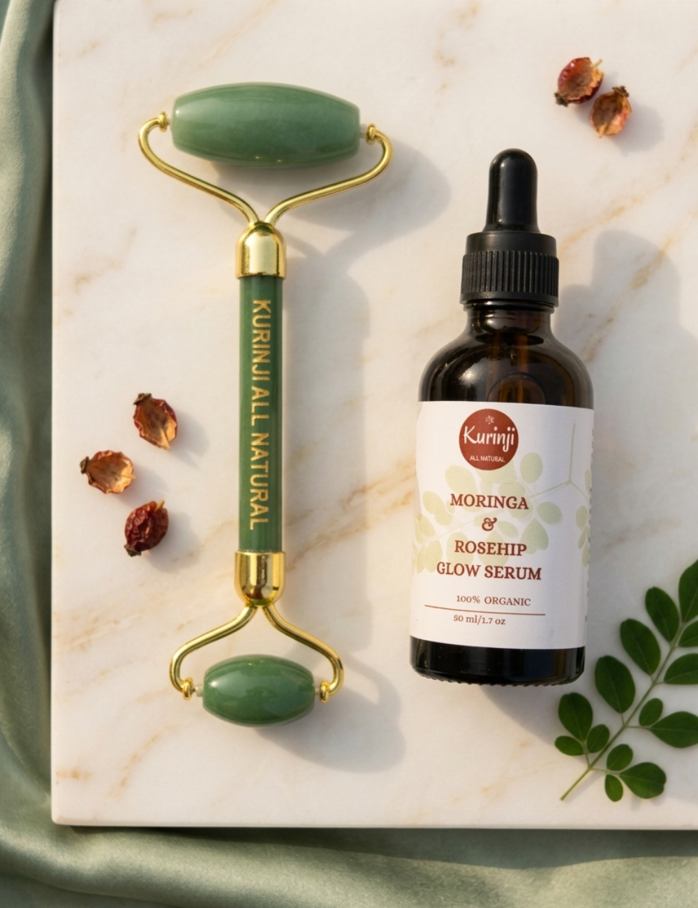 Jade Face Roller – Natural Facial Massage Tool for Glowing Skin