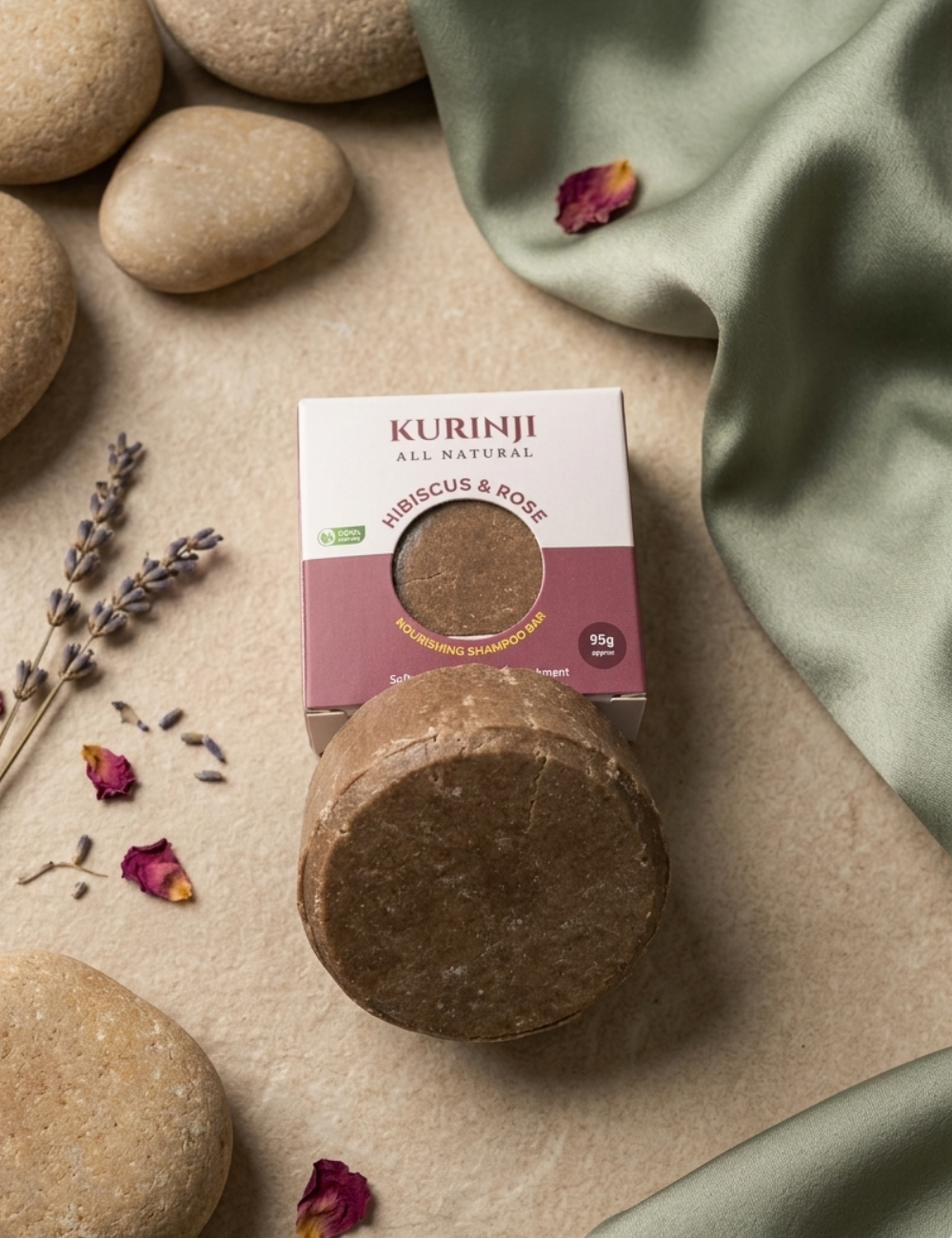 Hibiscus & Rose Nourishing Shampoo Bar | Natural Solid Shampoo for Soft, Shiny & Healthy Hair
