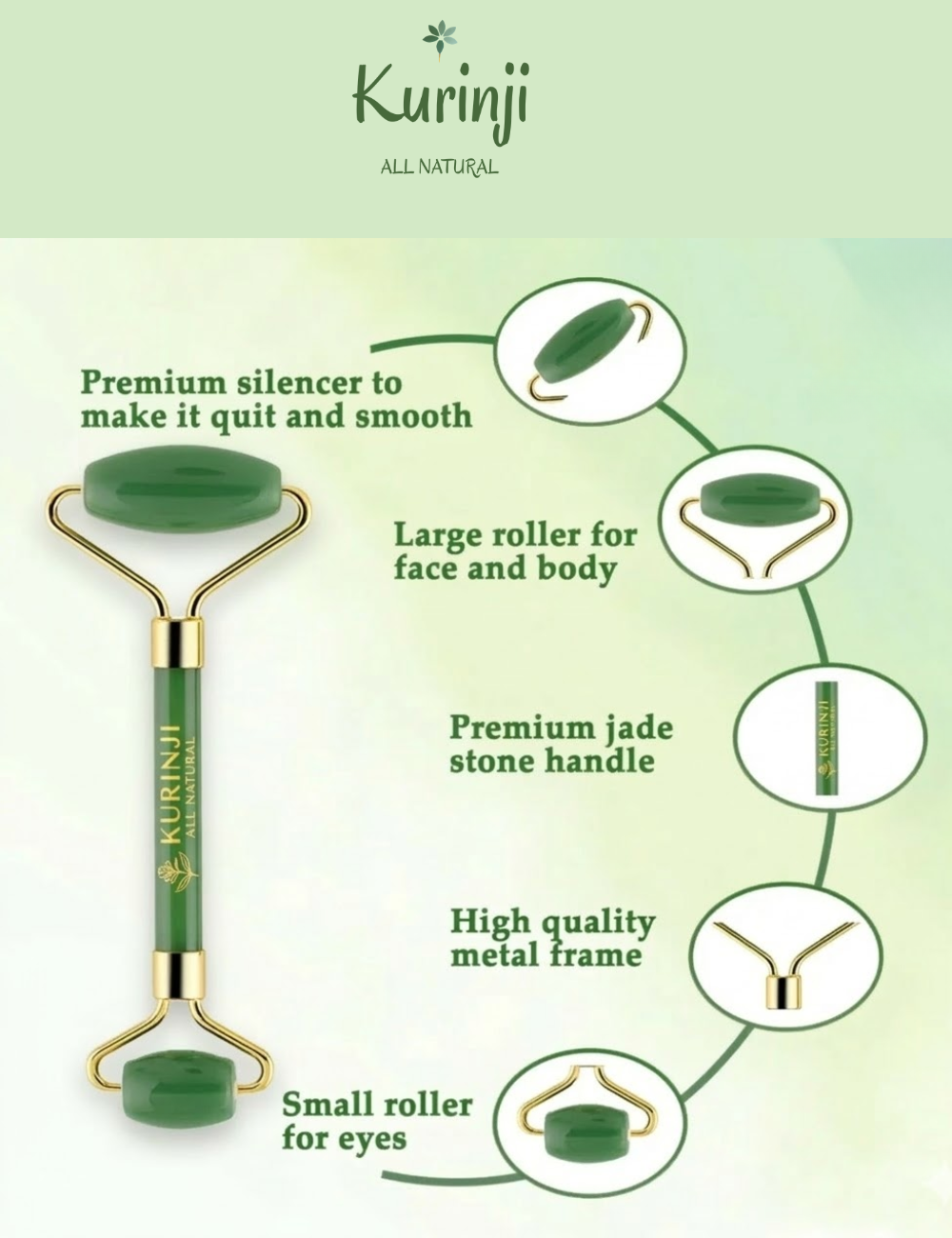 Jade Face Roller – Natural Facial Massage Tool for Glowing Skin