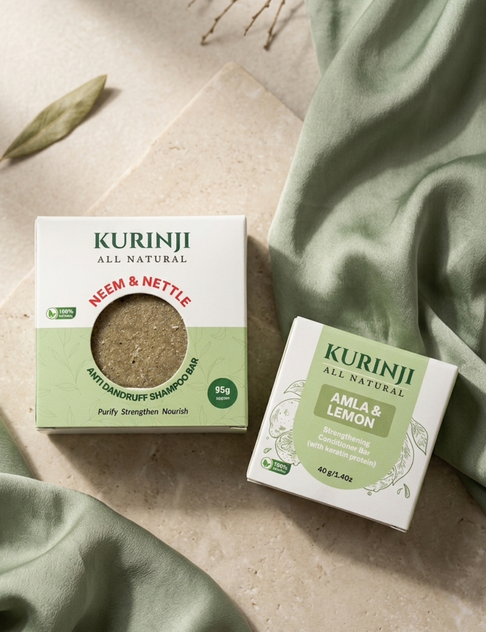 Anti-Dandruff Hair Care Combo  (Neem & Nettle Shampoo Bar + Amla & Lemon Conditioner Bar)